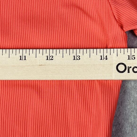 House of Harlow 1960 Bodysuit Womens Medium Coral Ribbed Button Stretch Comfort - Picture 7 of 12